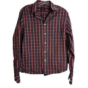UNTUCKit Shirt Mens Small Red Blue Plaid Slim Fit Long Sleeve Button-Up Casual